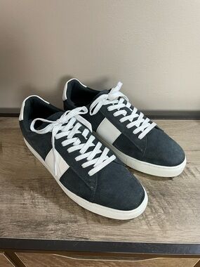 Men's JOSEPH ABOUD Navy Blue & White SUEDE Designer ATHLETIC Shoes SNEAKERS 12